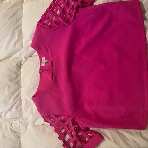 Tobi Pink Boxy Cut Out Blouse